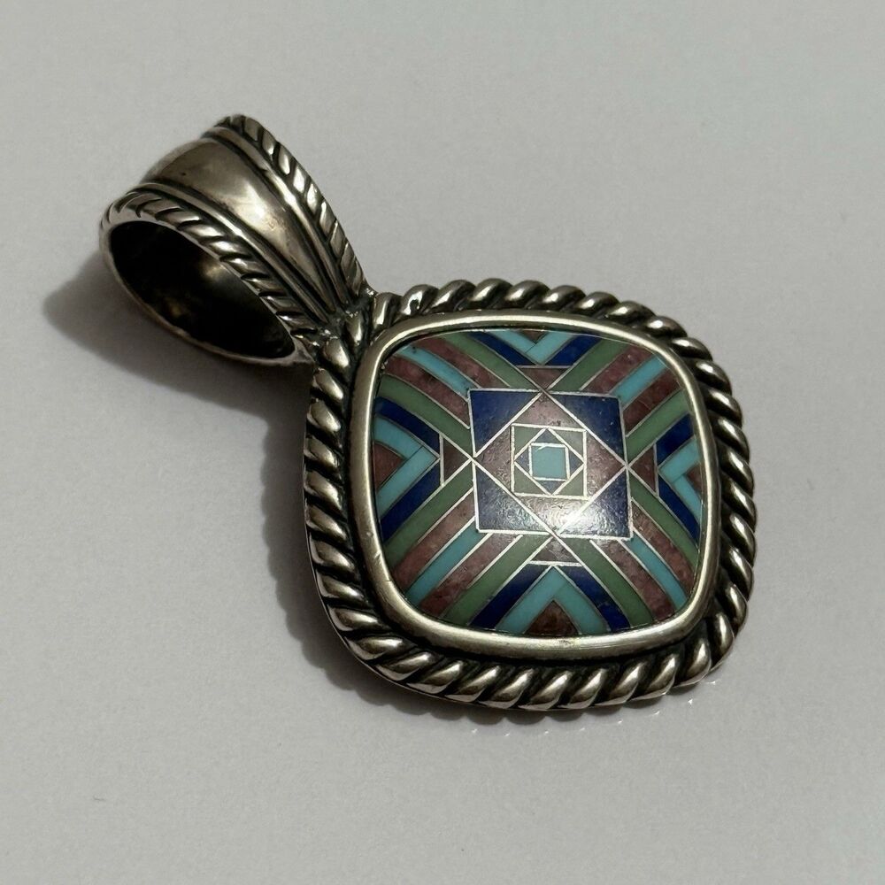 Carolyn Pollack Relios Multistone Inlay Sterling Pendant